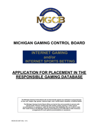 Form MGCB-AD-2067 Application for Placement in the Responsible Gaming Database - Michigan