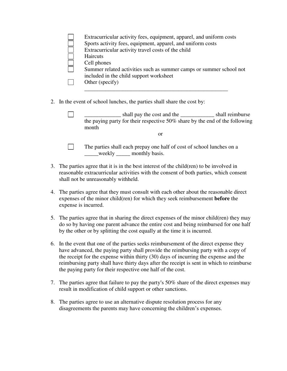 Agreed Shared Expense Plan - Kansas, Page 2
