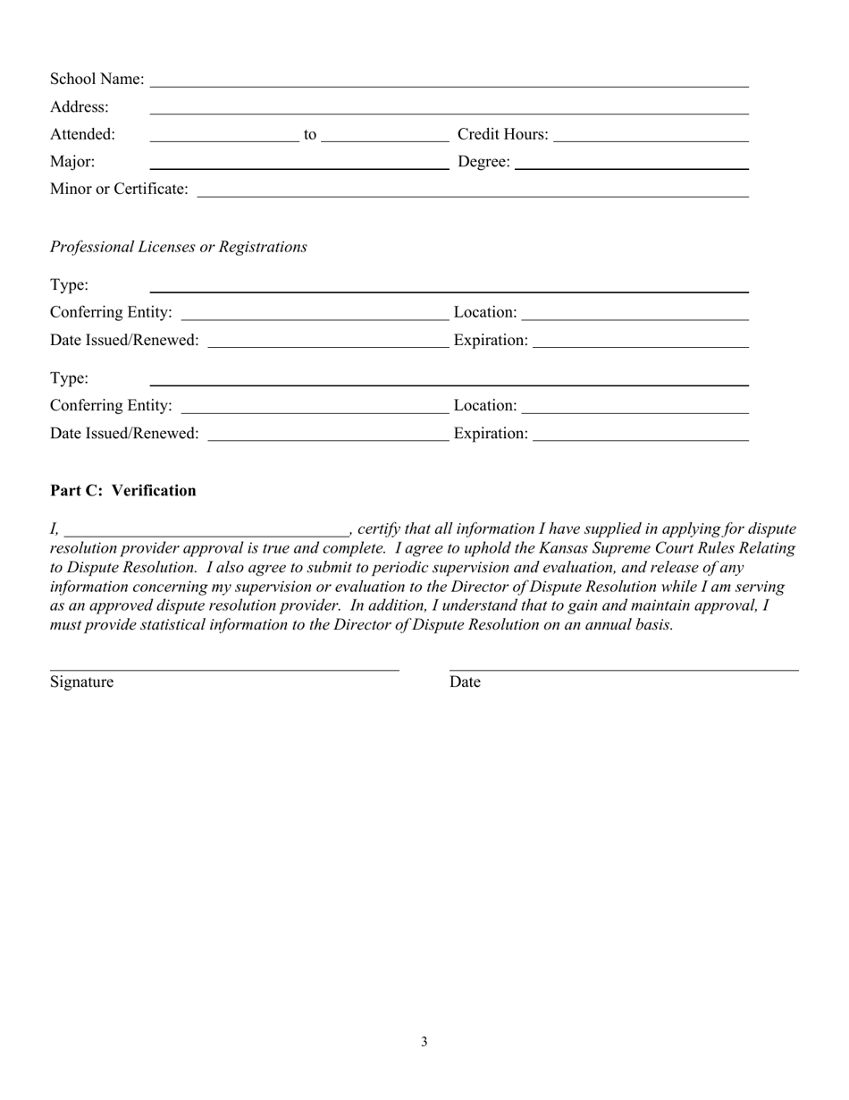 Approval of Individual Dispute Resolution Providers - Application - Kansas, Page 5