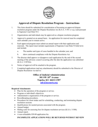 Approval of Dispute Resolution Program - Application - Kansas