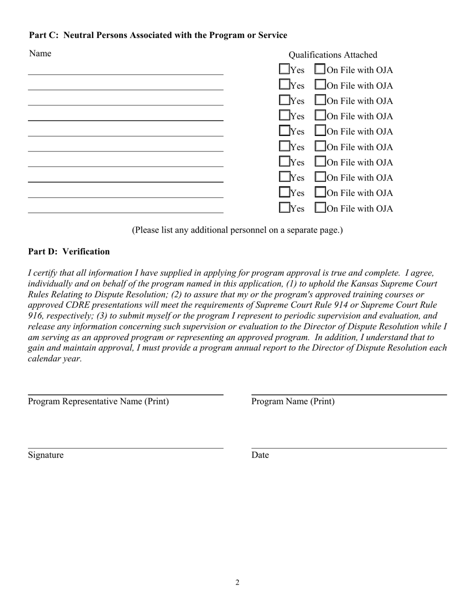Approval of Dispute Resolution Program - Application - Kansas, Page 3