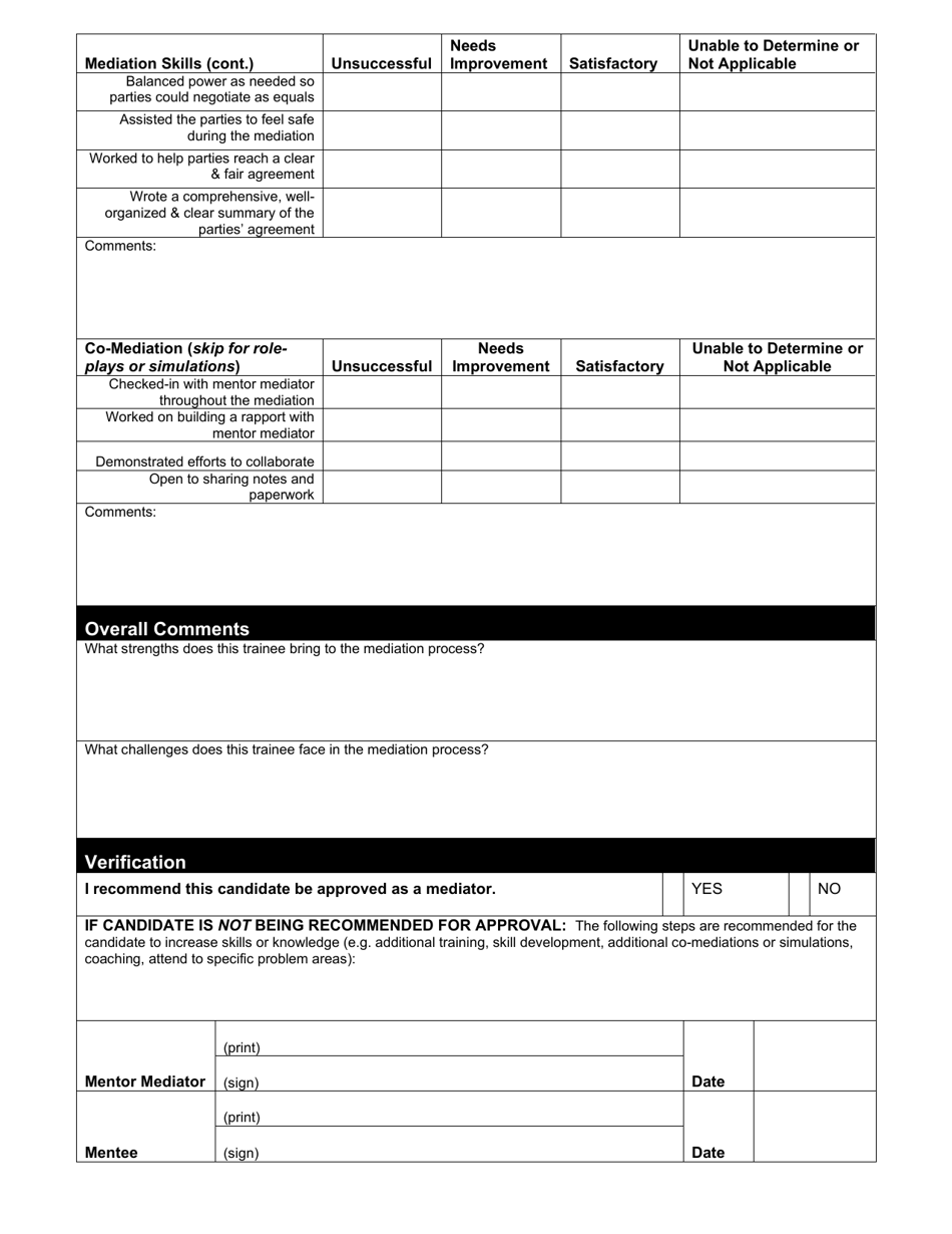 Kansas Mentor Mediator Evaluation Form - Fill Out, Sign Online and ...