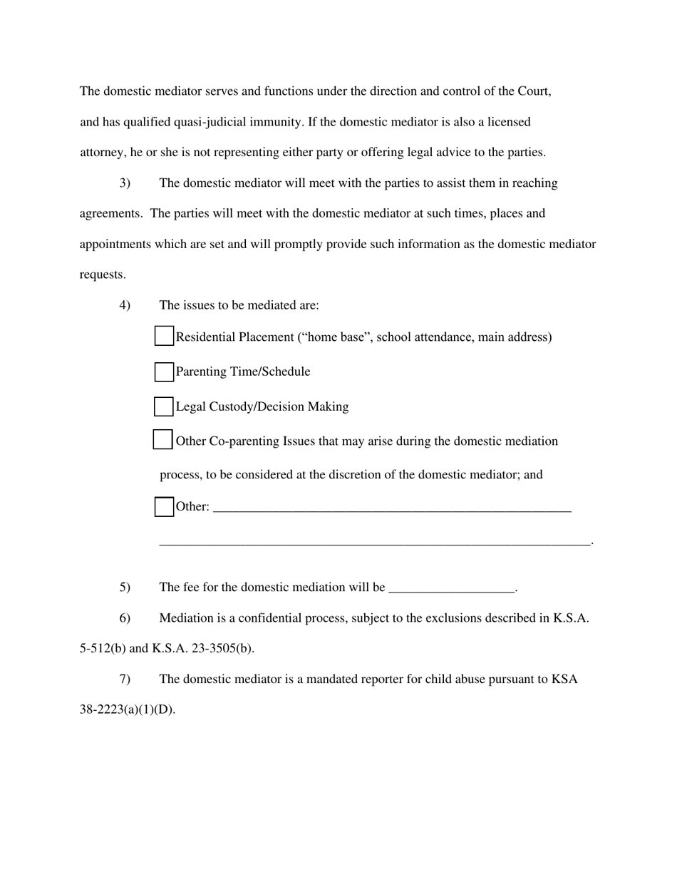 Order for Domestic Mediation - Kansas, Page 2
