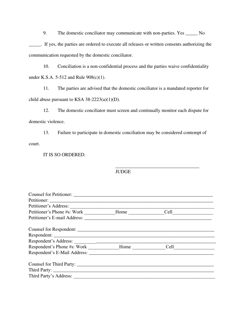 Order for Domestic Conciliation - Kansas, Page 3