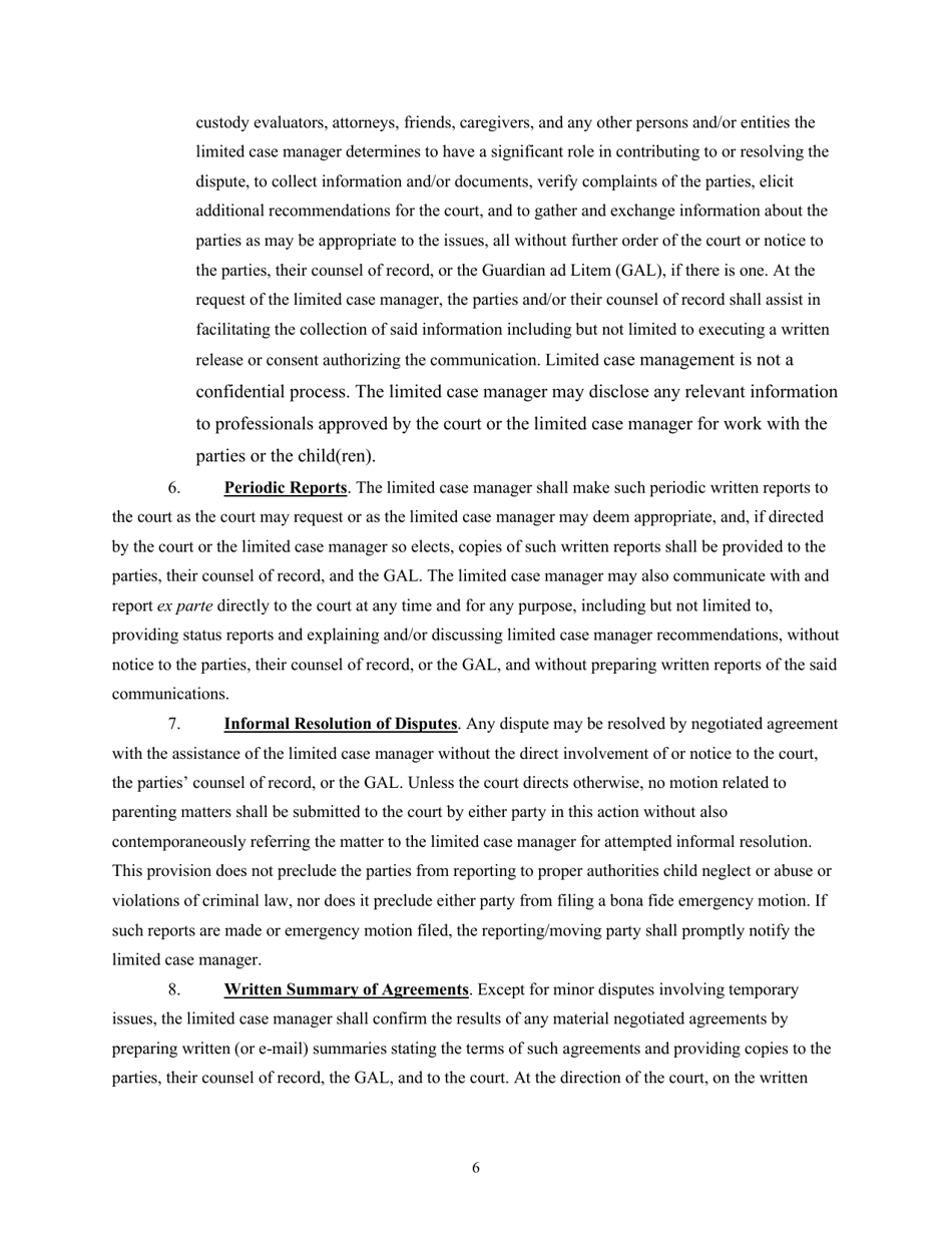 Limited Case Management Order - Kansas, Page 6