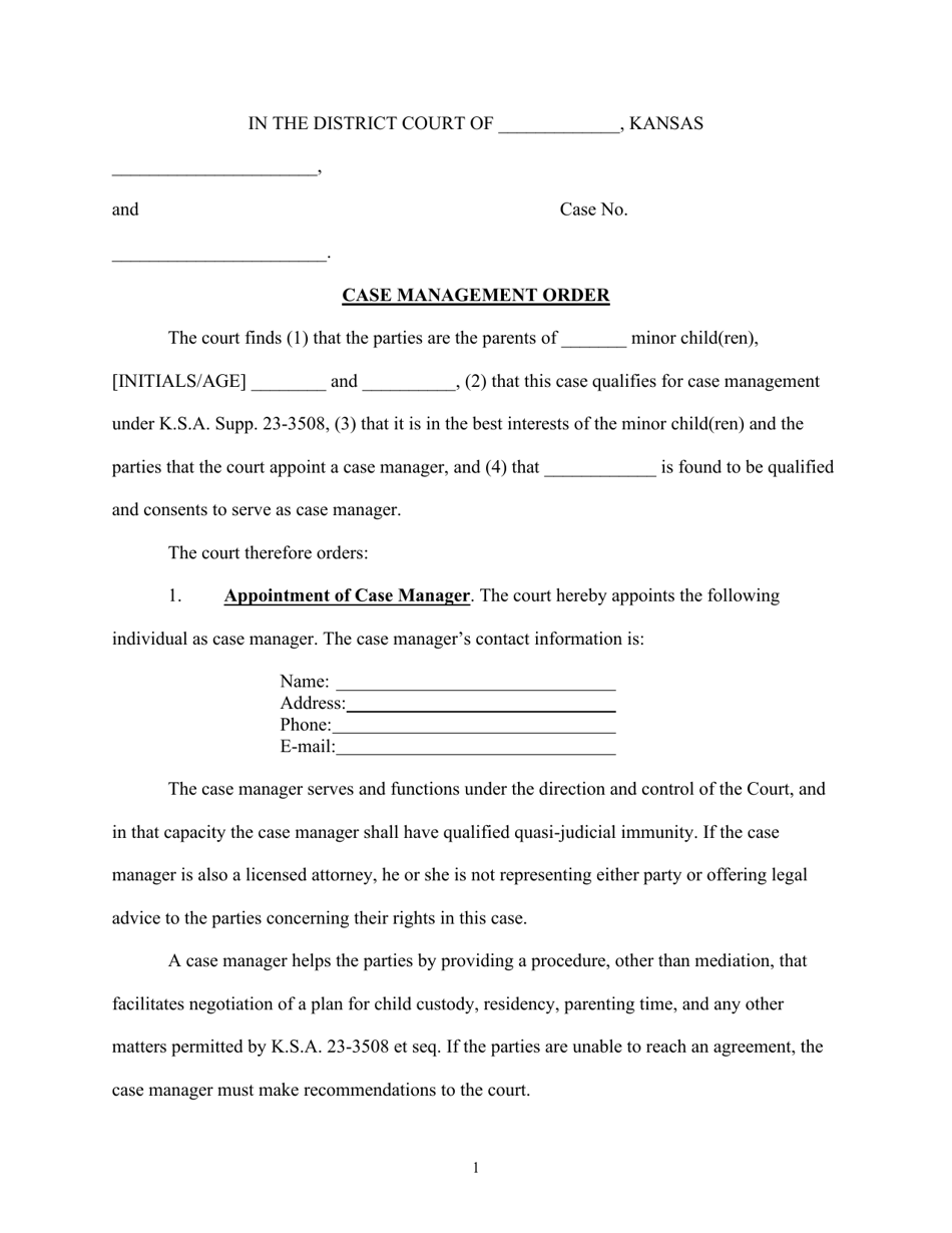 Case Management Order - Kansas, Page 1