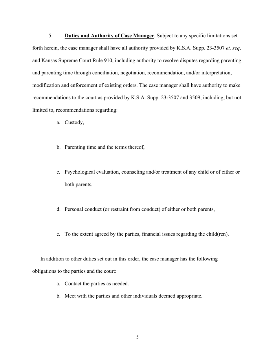 Case Management Order - Kansas, Page 5