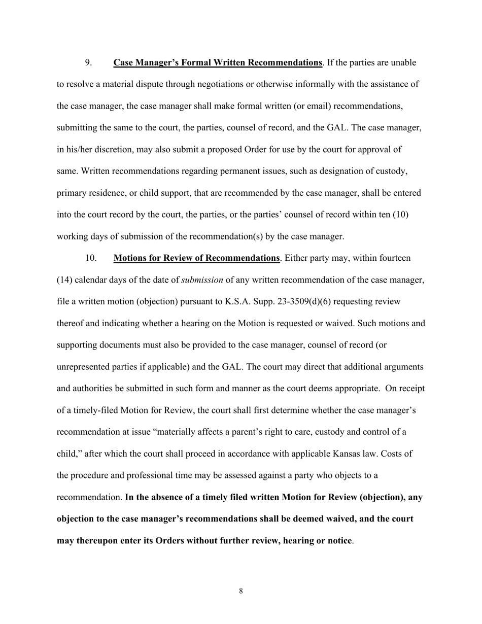 Case Management Order - Kansas, Page 8