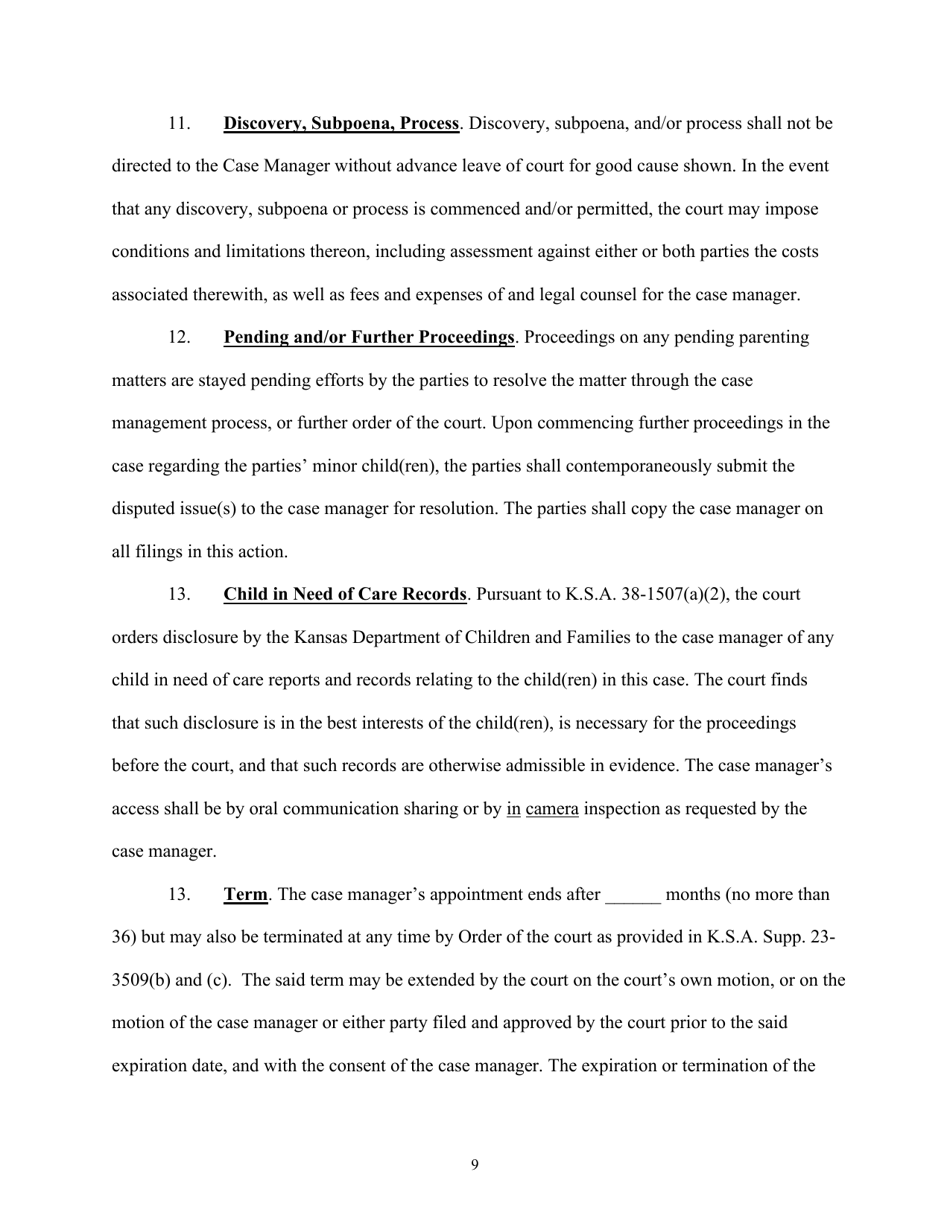 Case Management Order - Kansas, Page 9