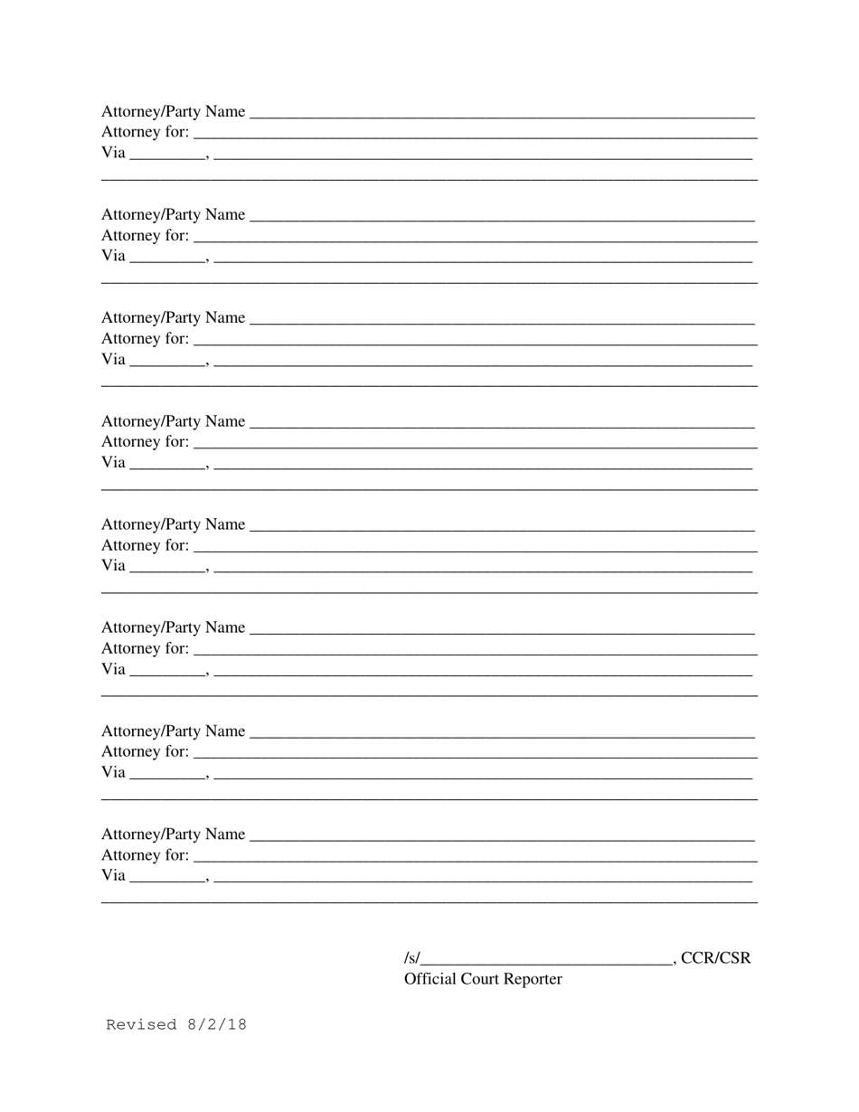 Acknowledgment of Receipt of Estimated Cost of Transcript - Kansas, Page 2