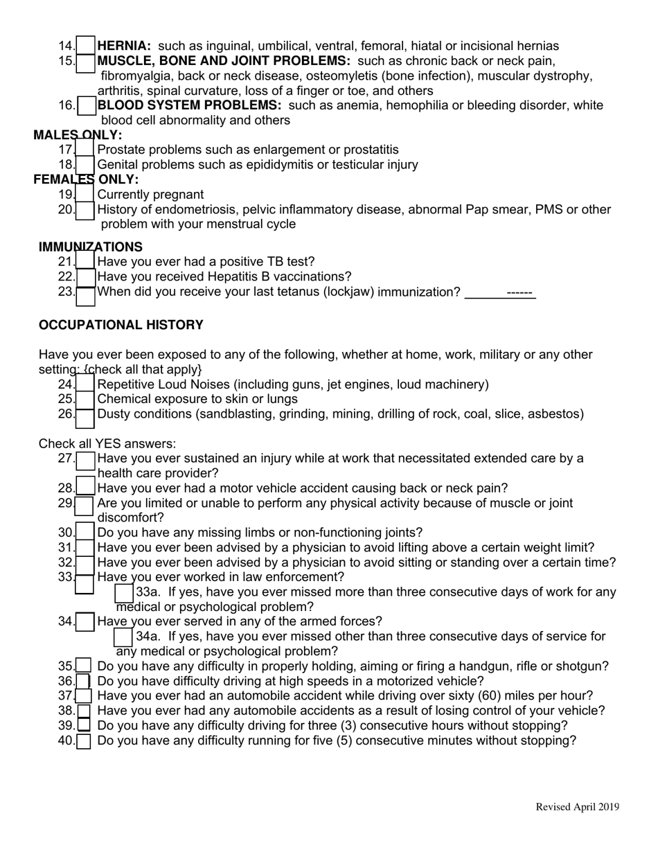 Form G-2 Medical History Statement - Kentucky, Page 3