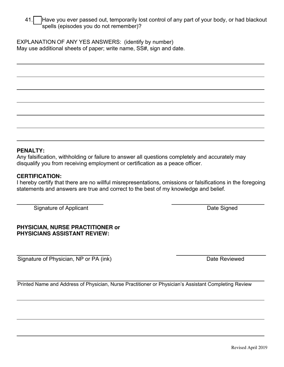 Form G-2 Medical History Statement - Kentucky, Page 4