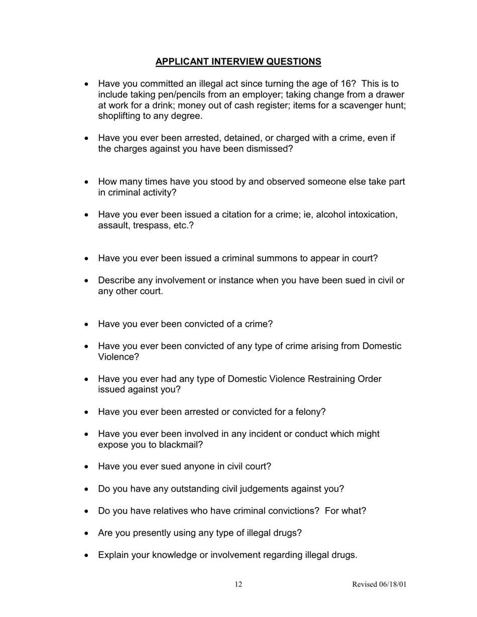 Form H-1 Background Investigation Form - Kentucky, Page 12