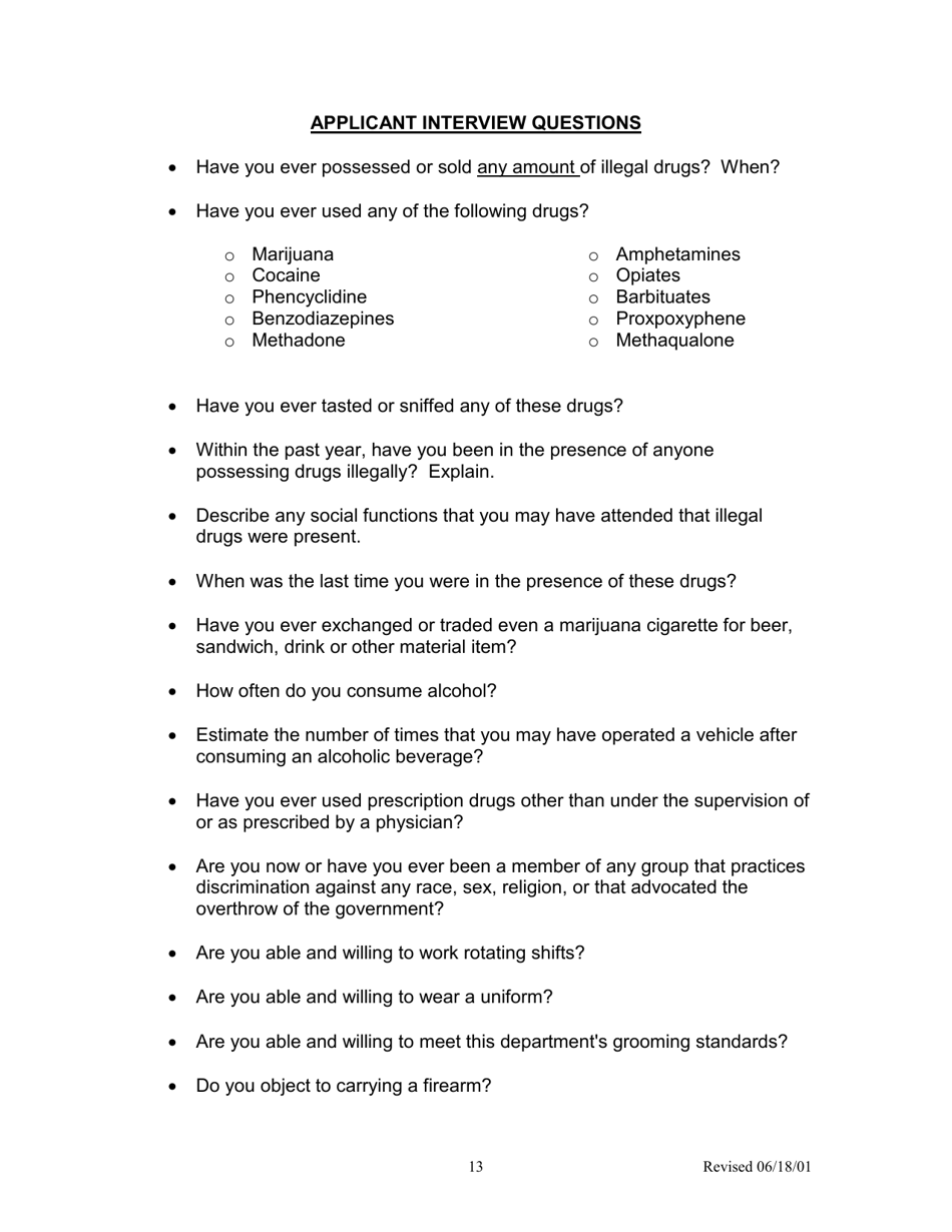 Form H-1 Background Investigation Form - Kentucky, Page 13