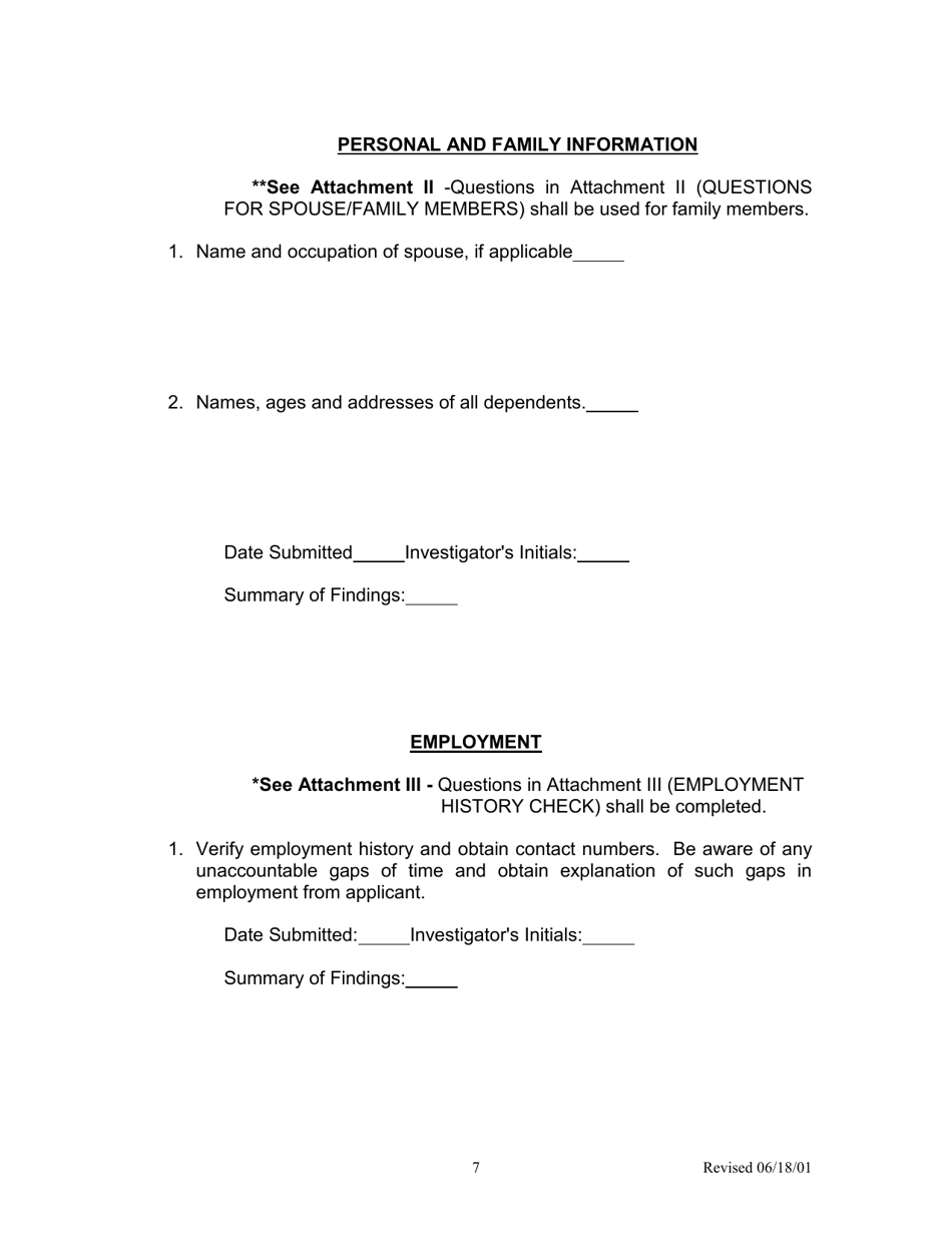 Form H-1 Background Investigation Form - Kentucky, Page 7