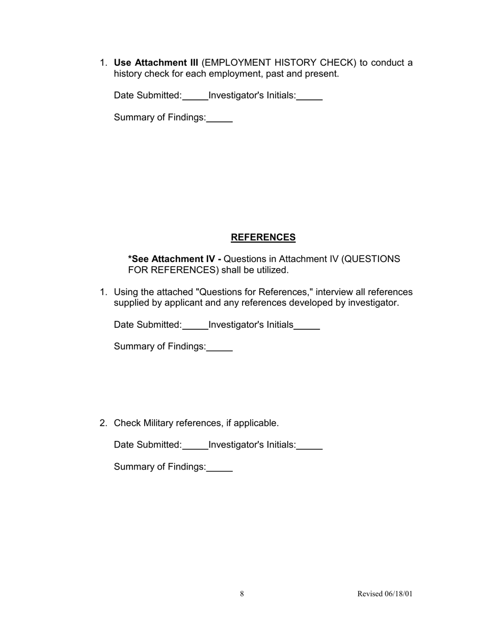 Form H-1 Background Investigation Form - Kentucky, Page 8