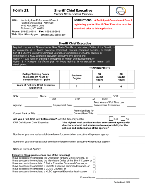 Form 31  Printable Pdf