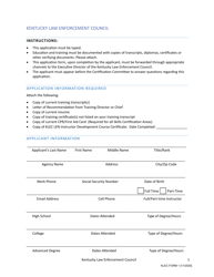 KLEC Form 1 Original Instructor Certification Application - Kentucky, Page 2