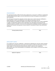 KLEC Form 1 Original Instructor Certification Application - Kentucky, Page 6