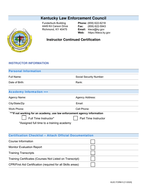 KLEC Form 5  Printable Pdf