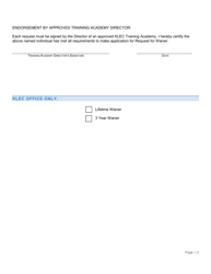 KLEC Form 8 Request for Waiver Certification - Kentucky, Page 2