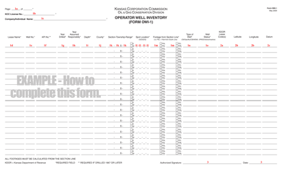 Form OWI-1 Operator Well Inventory - Kansas, Page 3