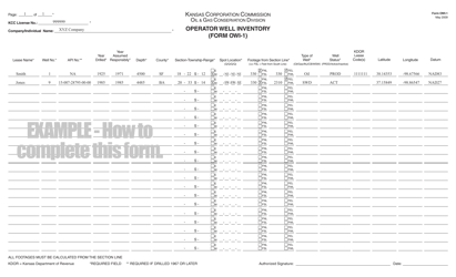 Form OWI-1 Operator Well Inventory - Kansas, Page 4