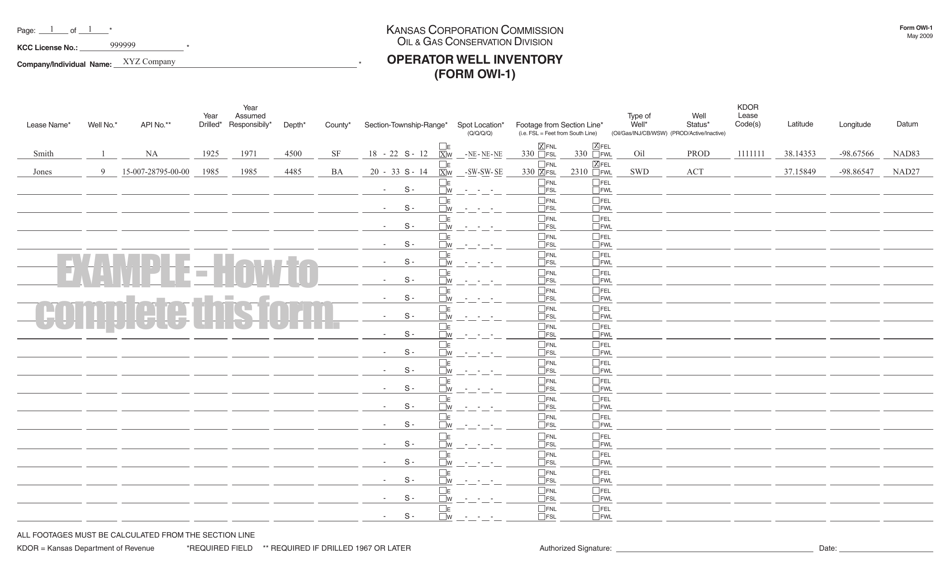 Form OWI-1 Operator Well Inventory - Kansas, Page 4
