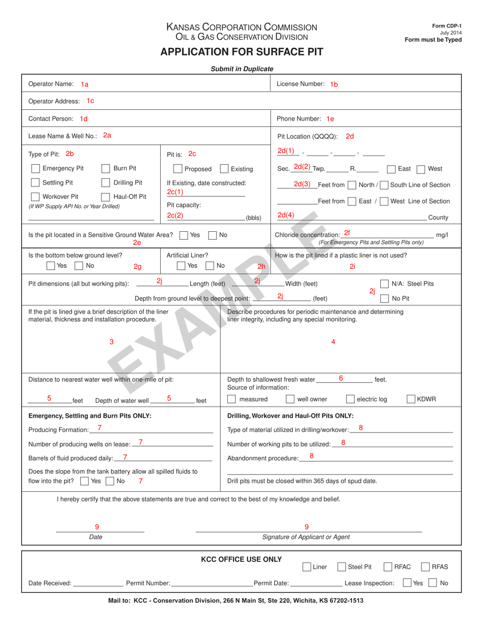 Form CDP-1 Application for Surface Pit - Kansas, Page 3