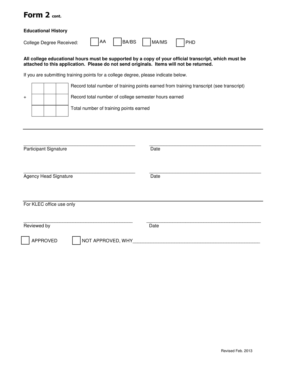 Form 2 Intermediate Law Enforcement Officer - Kentucky, Page 2