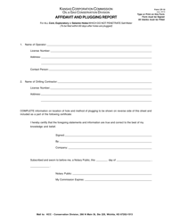 Form CP-10 &quot;Affidavit and Plugging Report&quot; - Kansas