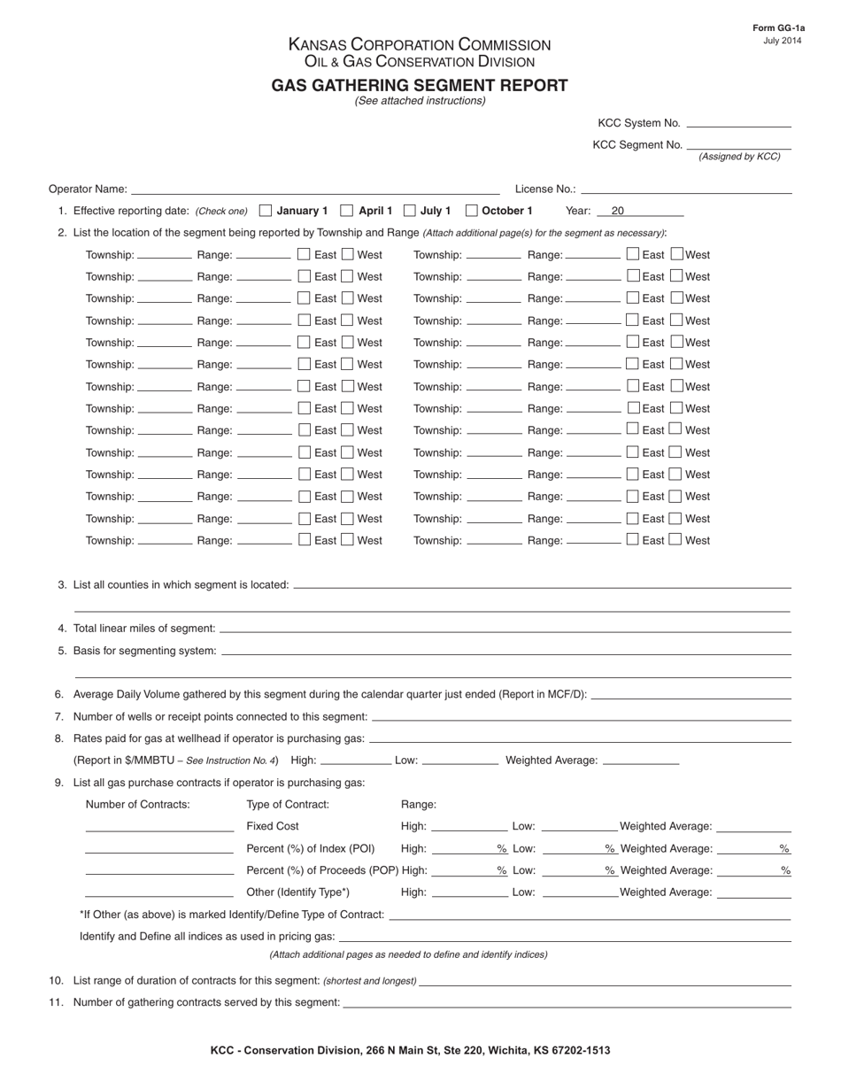 Form GG-1A Gas Gathering Segment Report - Kansas, Page 1