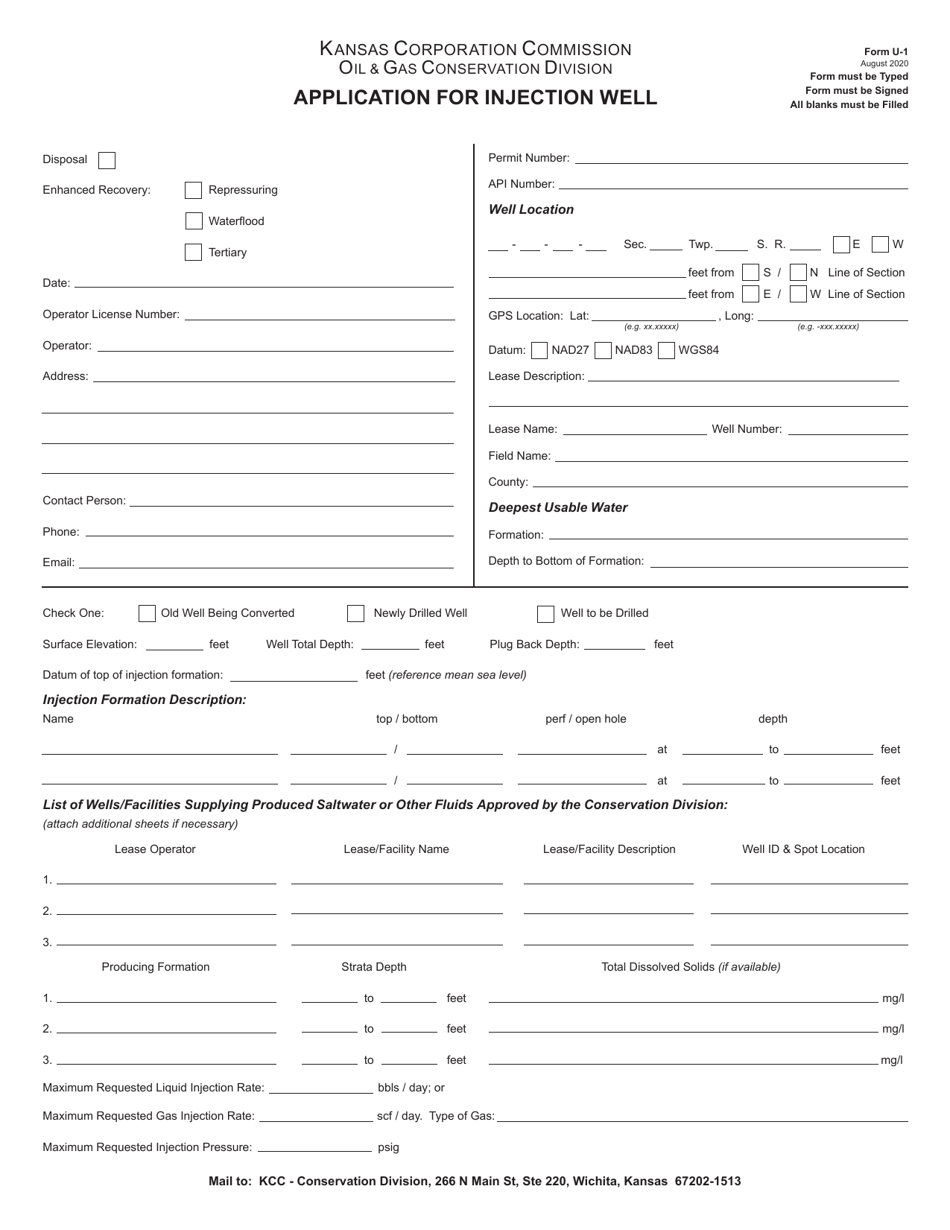 Form U-1 Application for Injection Well - Kansas, Page 1