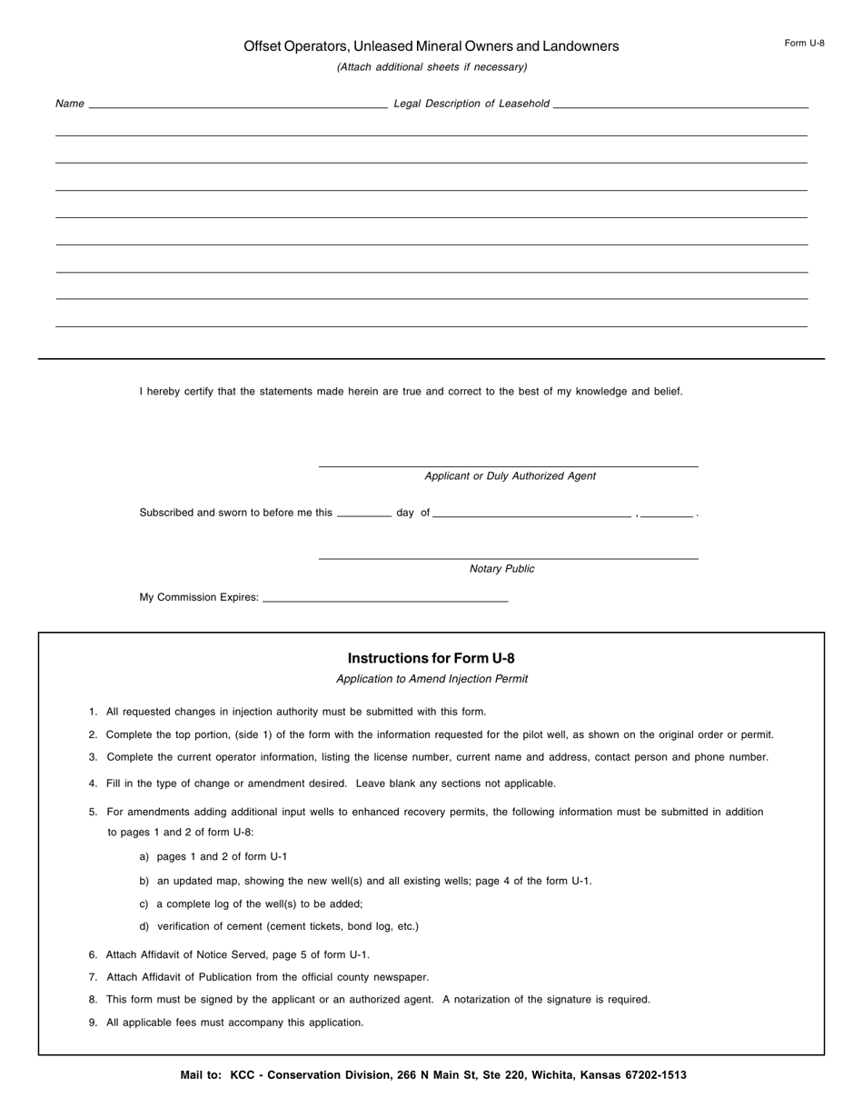 Form U-8 Application to Amend Injection Permit - Kansas, Page 2