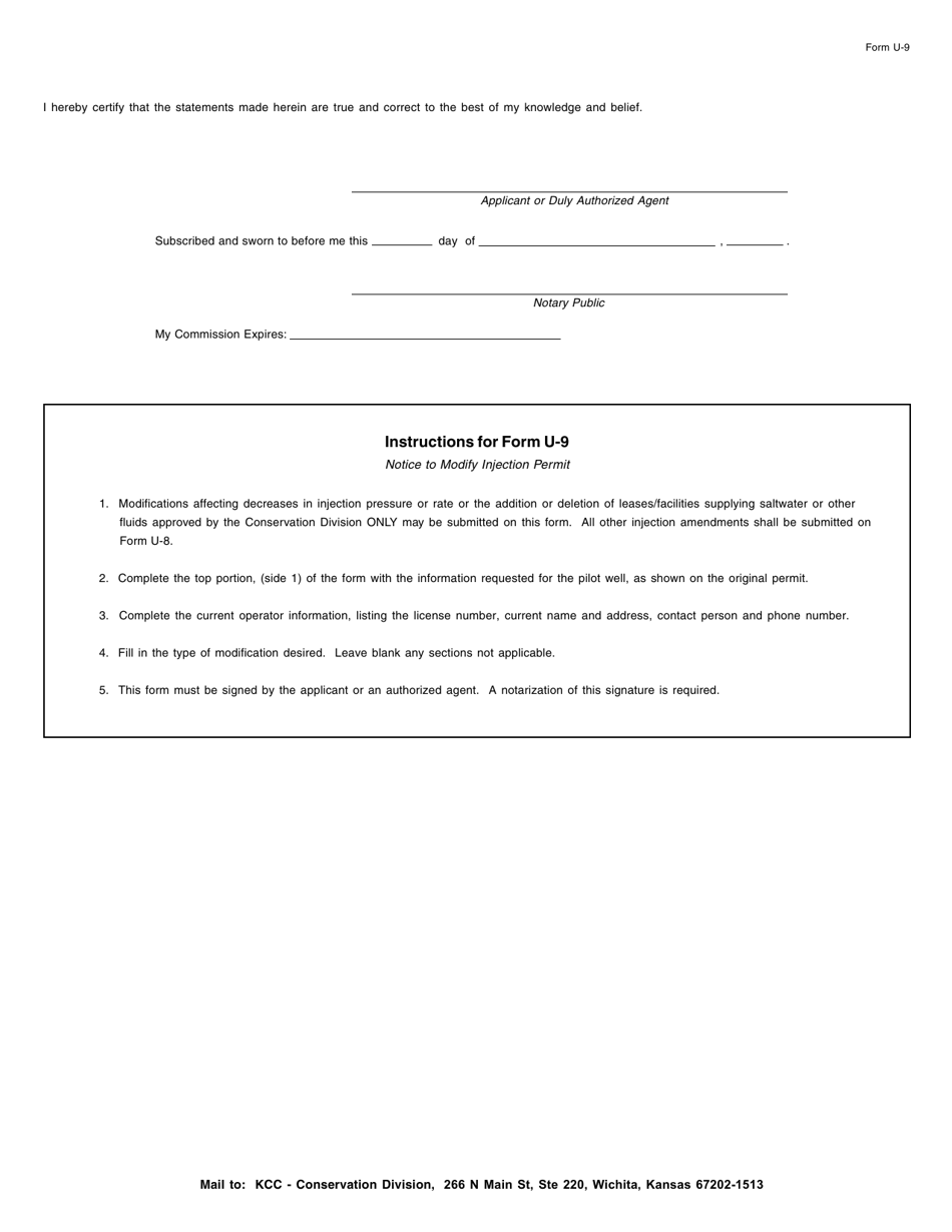 Form U-9 Notice to Modify Injection Permit - Kansas, Page 2