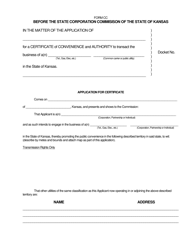 Form CC &quot;Application for Certificate&quot; - Kansas
