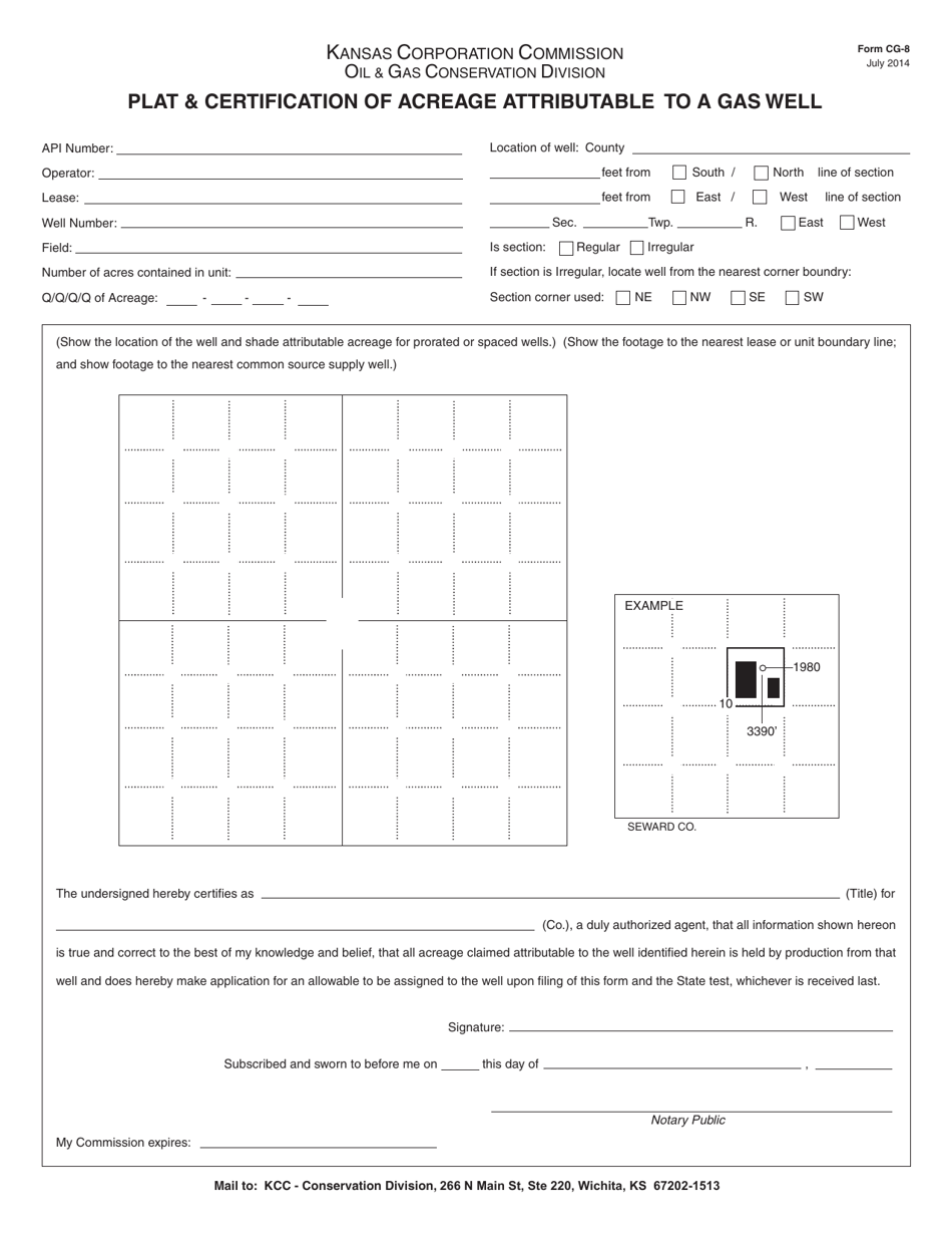 Form CG-8 Plat  Certification of Acreage Attributable to a Gas Well - Kansas, Page 1