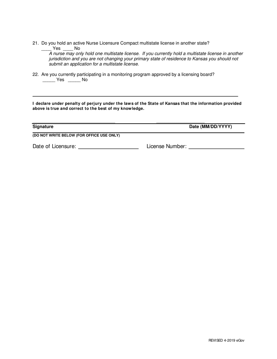 Reinstatement Application - Kansas, Page 4