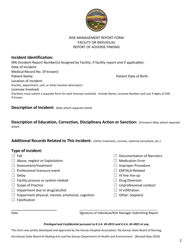 Risk Management Report Form - Facility or Individual Report of Adverse Finding - Kansas, Page 2