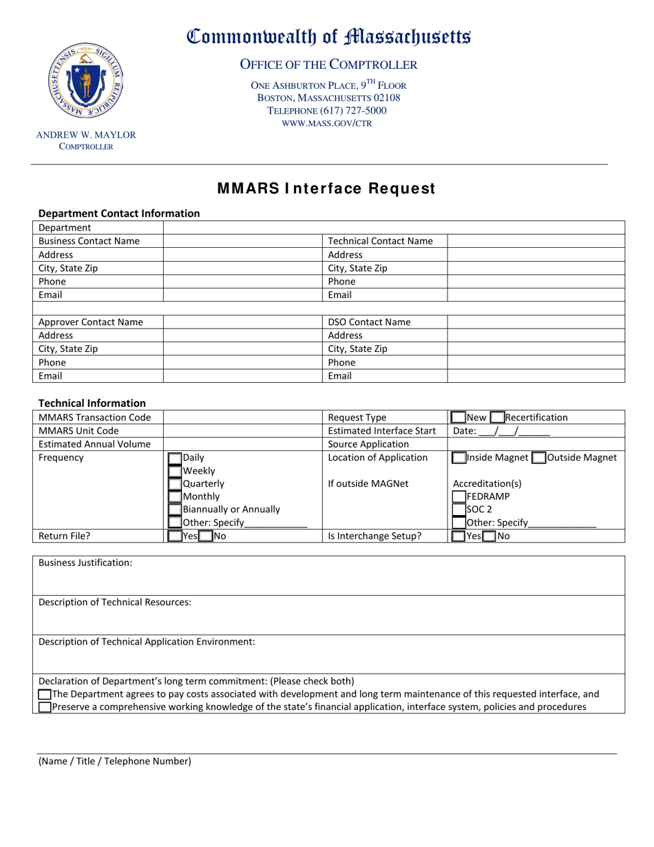 Mmars Interface Request - Massachusetts, Page 1