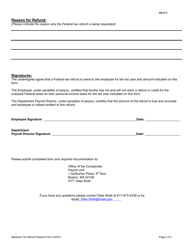 Federal Tax Refund Request Form - Massachusetts, Page 2