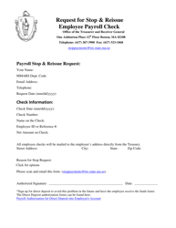 &quot;Request for Stop &amp; Reissue Employee Payroll Check&quot; - Massachusetts
