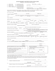 Document preview: Kansas Resident Lifetime License Application - Kansas