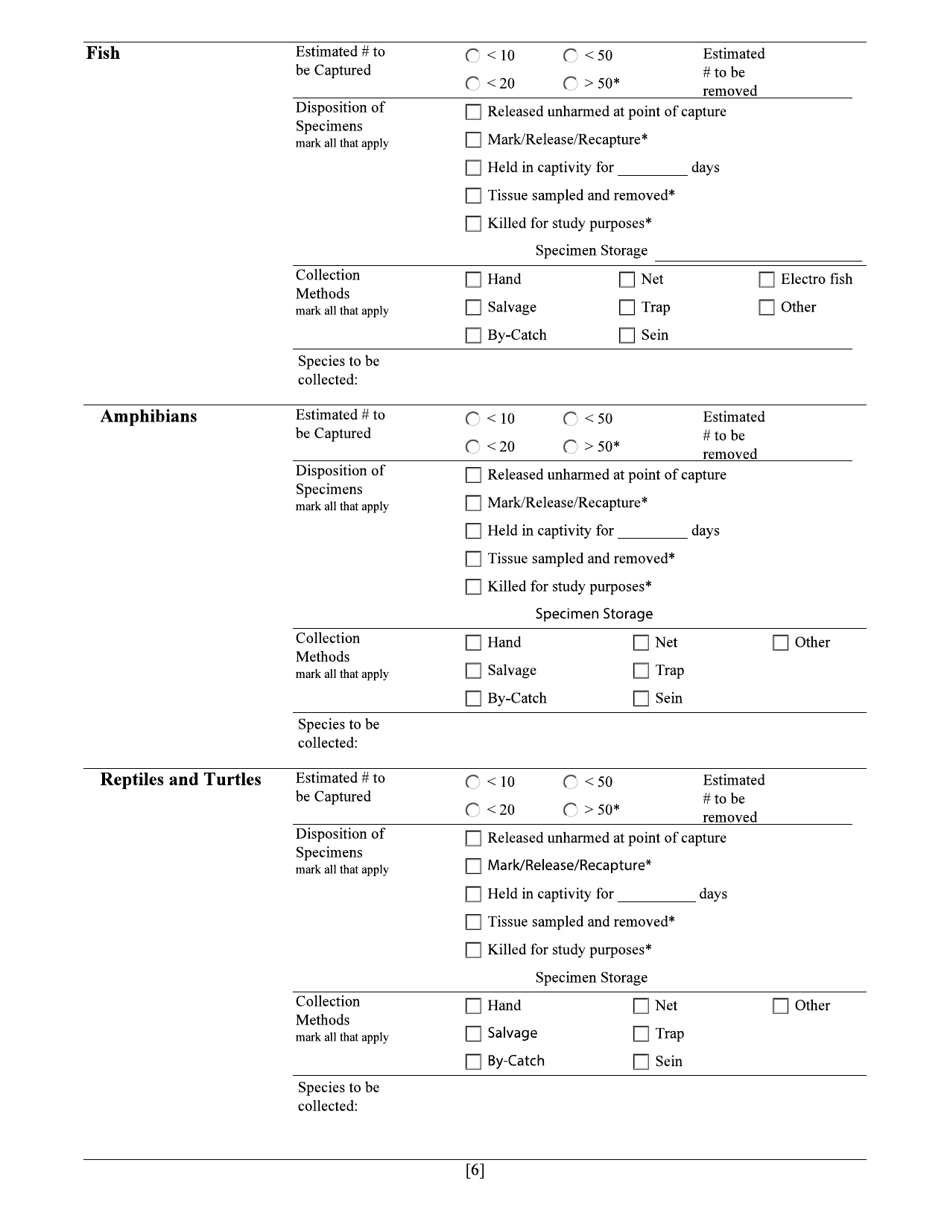 Collection Permit Application - Kansas, Page 6