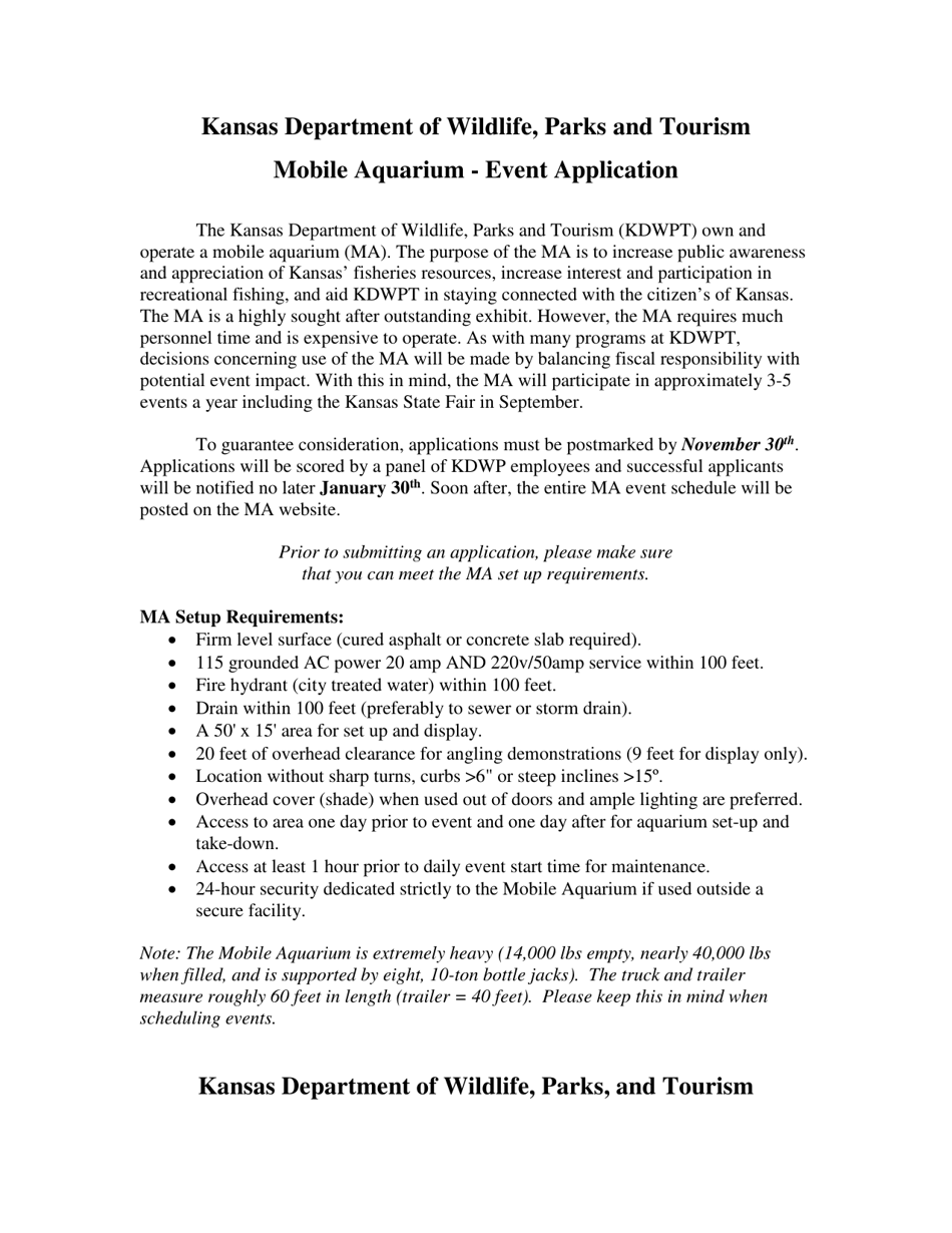 Mobile Aquarium Event Application - Kansas, Page 1