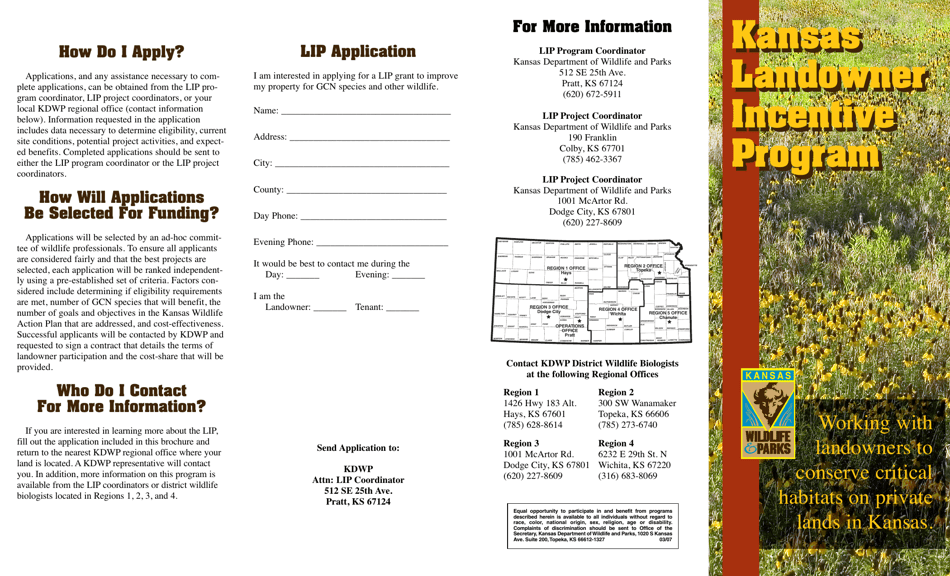 Landowner Incentive Program (Lip) Application - Kansas, Page 1