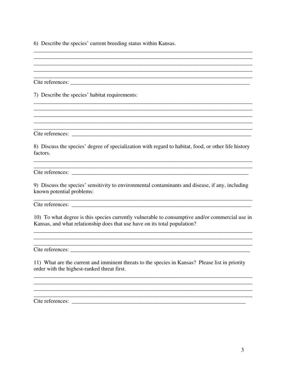 Petition for Species Review Endangered / Threatened / Species-In-need-Of-Conservation Status - Kansas, Page 3