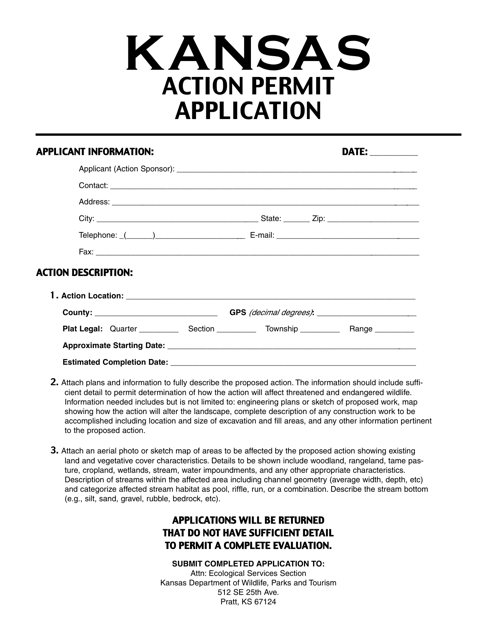 Action Permit Application - Kansas Download Pdf