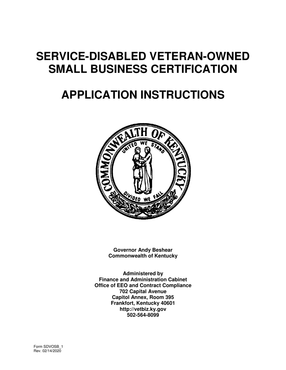 Instructions for Form SDVOSB_1 Service-Disabled Veteran-Owned Small Business Certification Application - Kentucky, Page 1