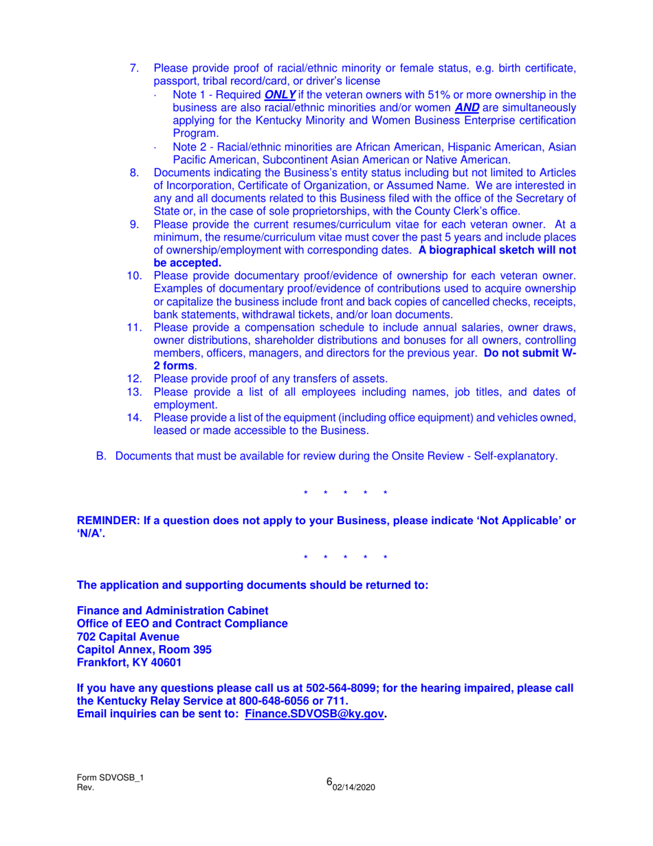 Instructions for Form SDVOSB_1 Service-Disabled Veteran-Owned Small Business Certification Application - Kentucky, Page 7